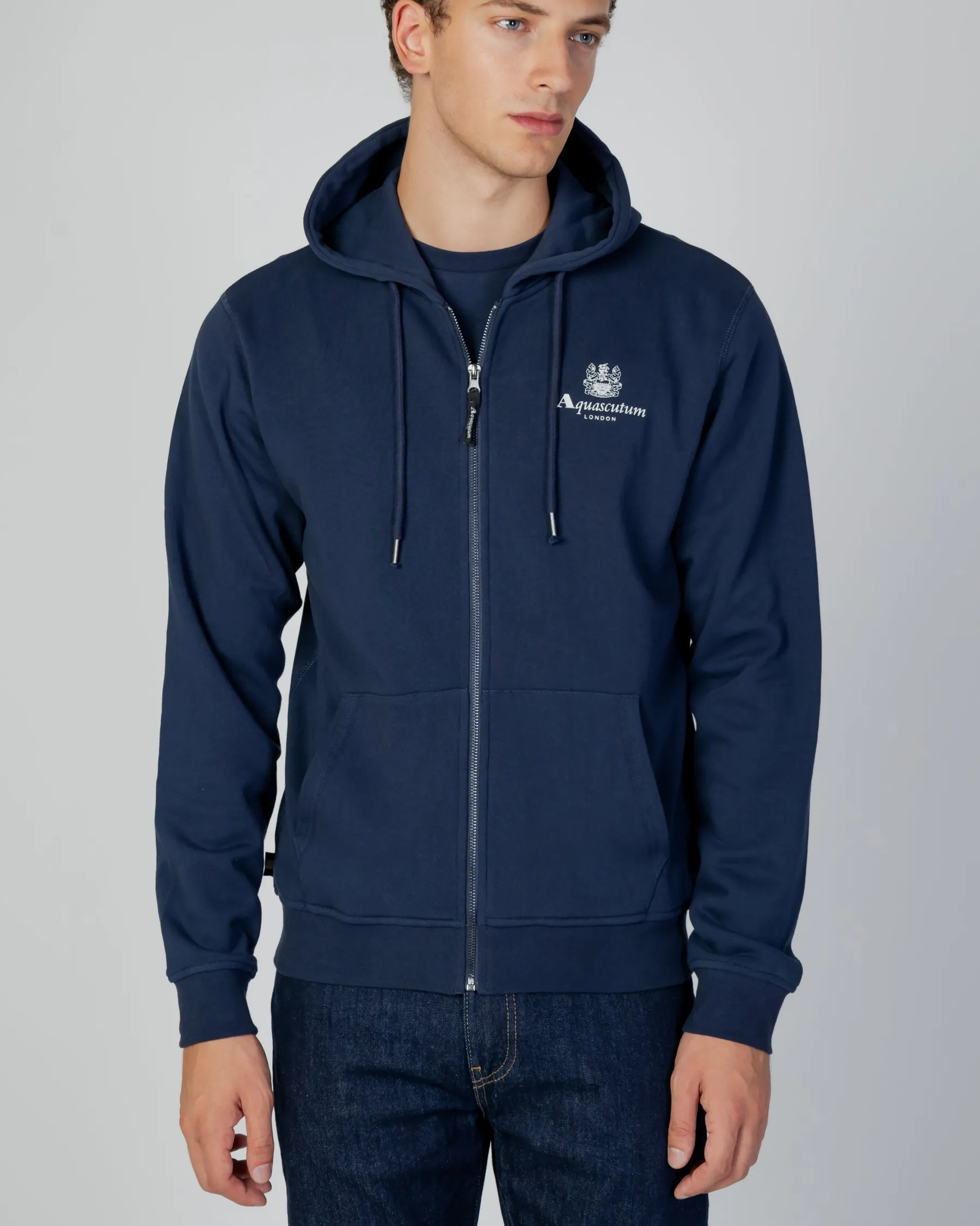 Aquascutum Active Active Small Logo Full Zip Hoodie Fleece
